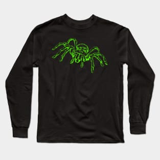 Spider - Neon Green Spider Tarantula - Black Long Sleeve T-Shirt